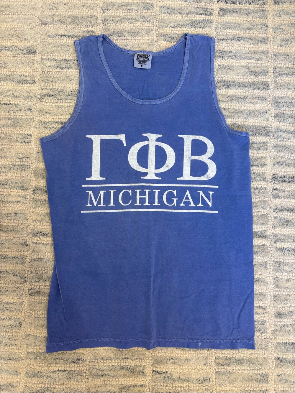 Comfort Colors Blue Gamma Phi Beta Michigan Tank Top